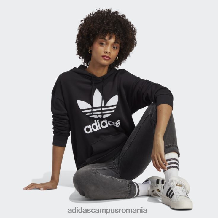 adidas campus romania hanorac adicolor trefoil negru femei alb negru J266N22716
