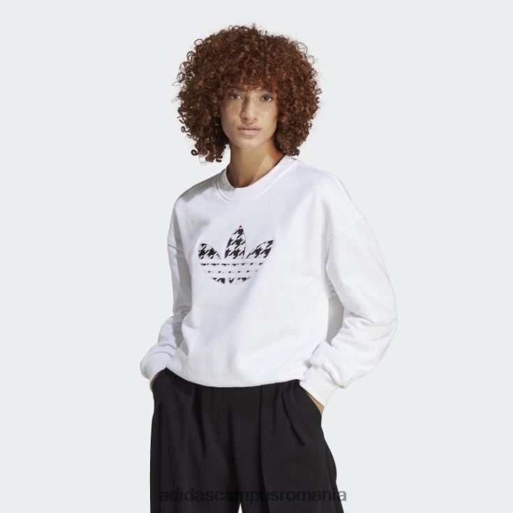 adidas campus romania hanorac alb cu mânecă lungă, cu umplutură cu trefoil, cu grafic alb femei alb J266N29820