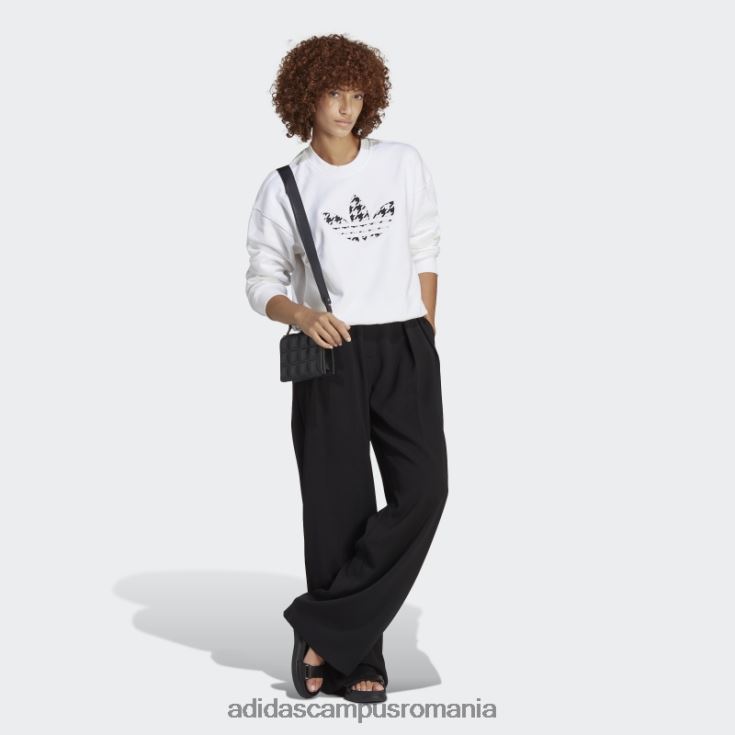 adidas campus romania hanorac alb cu mânecă lungă, cu umplutură cu trefoil, cu grafic alb femei alb J266N29820