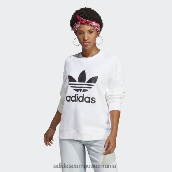 adidas campus romania hanorac alb trefoil crew adidas femei alb J266N22361