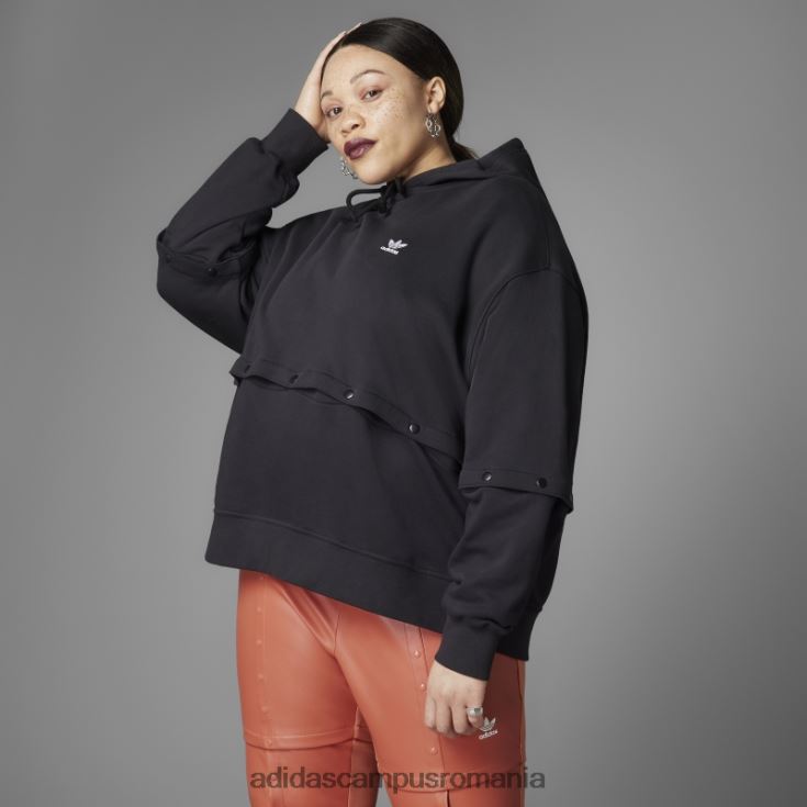 adidas campus romania hanorac negru, întotdeauna original, cu butoane cu apăsare (plus mărime) femei negru J266N210775