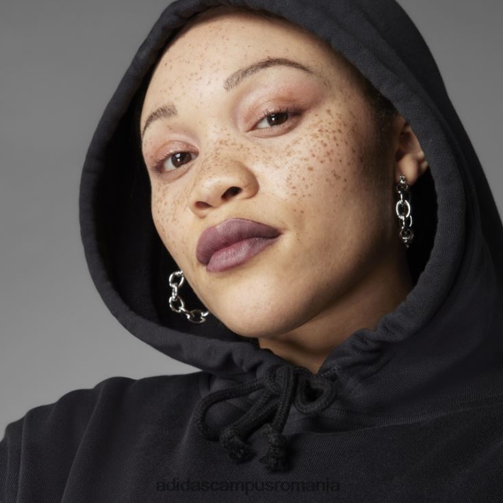 adidas campus romania hanorac negru, întotdeauna original, cu butoane cu apăsare (plus mărime) femei negru J266N210775