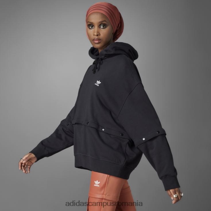 adidas campus romania hanorac negru, întotdeauna original, cu nasturi snap femei negru J266N217531