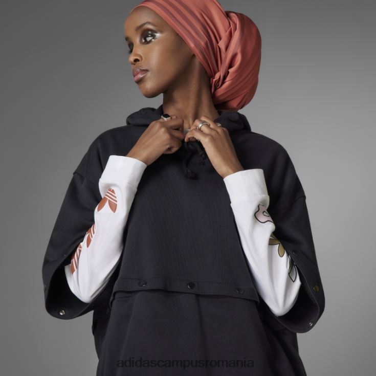 adidas campus romania hanorac negru, întotdeauna original, cu nasturi snap femei negru J266N217531