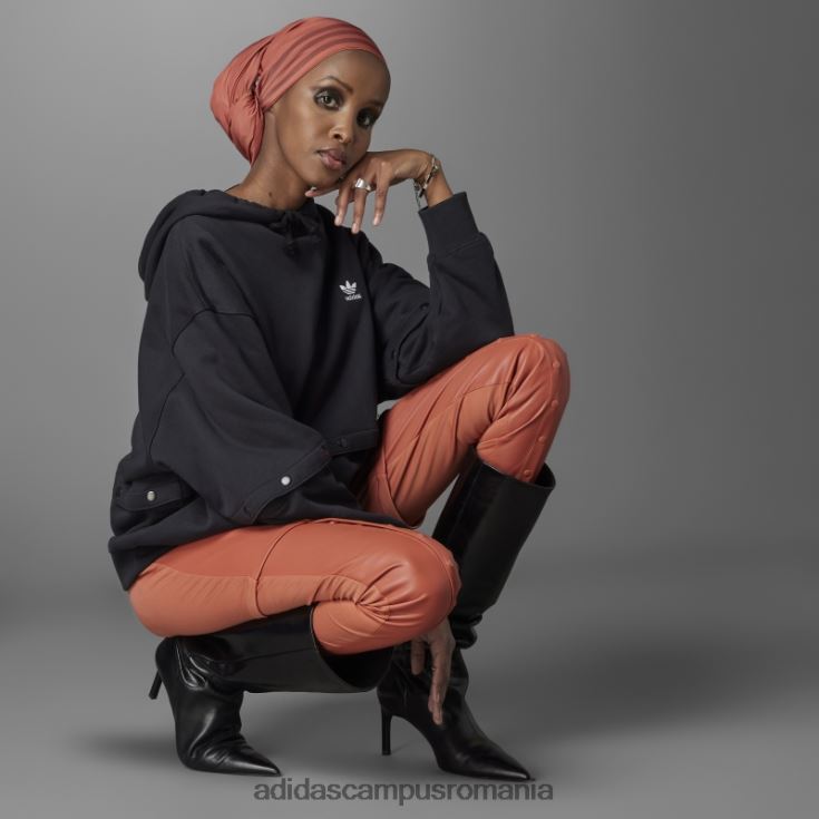 adidas campus romania hanorac negru, întotdeauna original, cu nasturi snap femei negru J266N217531