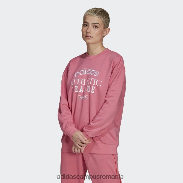 adidas campus romania hanorac retro lux pentru echipaj trandafir ton fierbinte femei ton de trandafir J266N210516