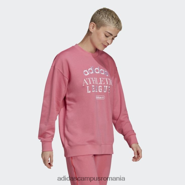 adidas campus romania hanorac retro lux pentru echipaj trandafir ton fierbinte femei ton de trandafir J266N210516