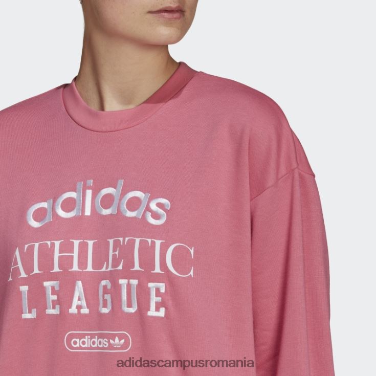 adidas campus romania hanorac retro lux pentru echipaj trandafir ton fierbinte femei ton de trandafir J266N210516