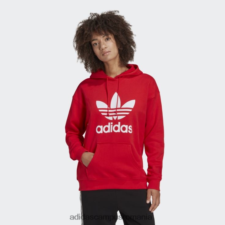adidas campus romania hanorac roșu de modă adicolor trefoil femei roșu J266N210251