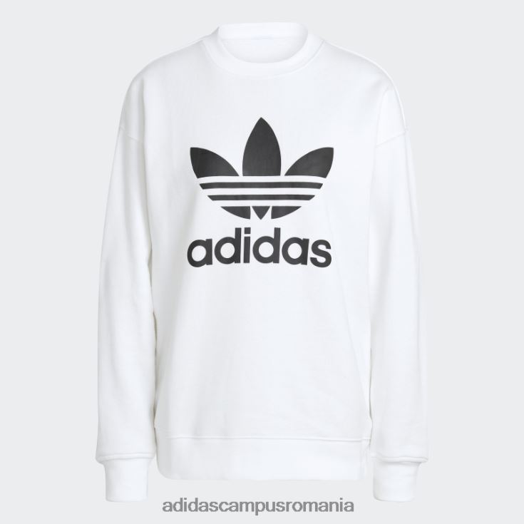 adidas campus romania hanorac trefoil crew alb fierbinte femei alb J266N210248