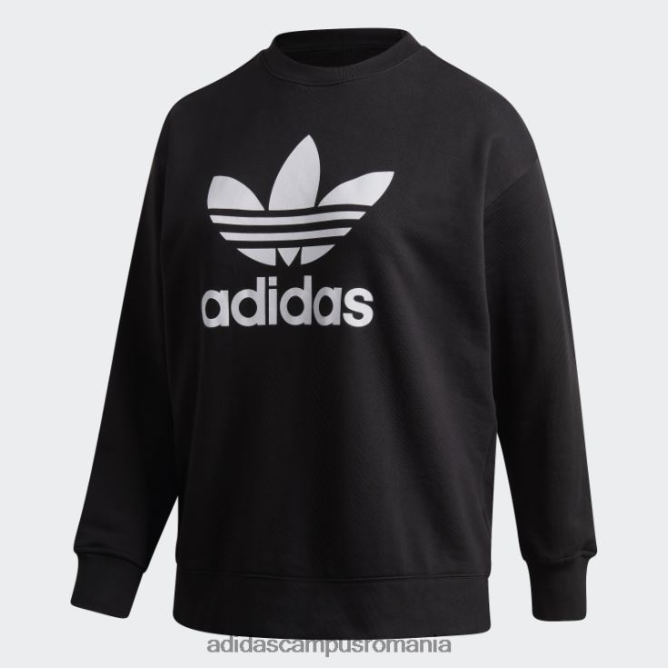 adidas campus romania hanorac trefoil crew (mărime plus) negru femei alb negru J266N28929