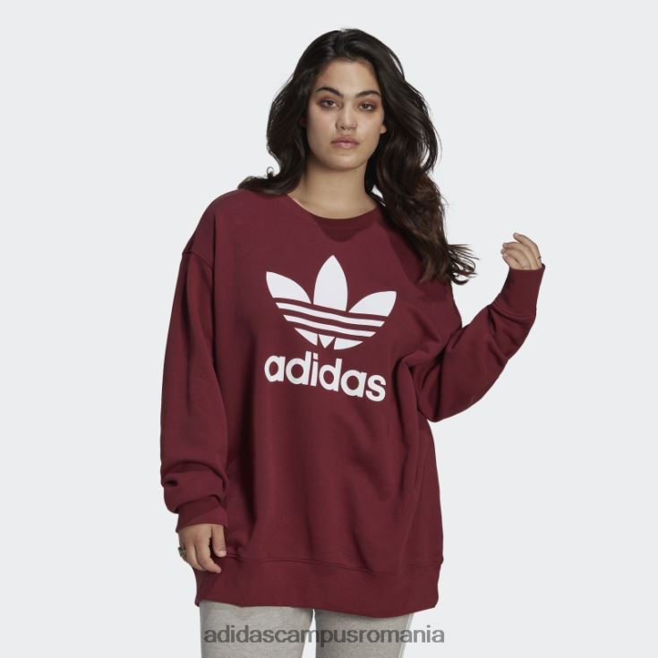 adidas campus romania hanorac trefoil crew (mărime plus) roșu femei roșu J266N216519