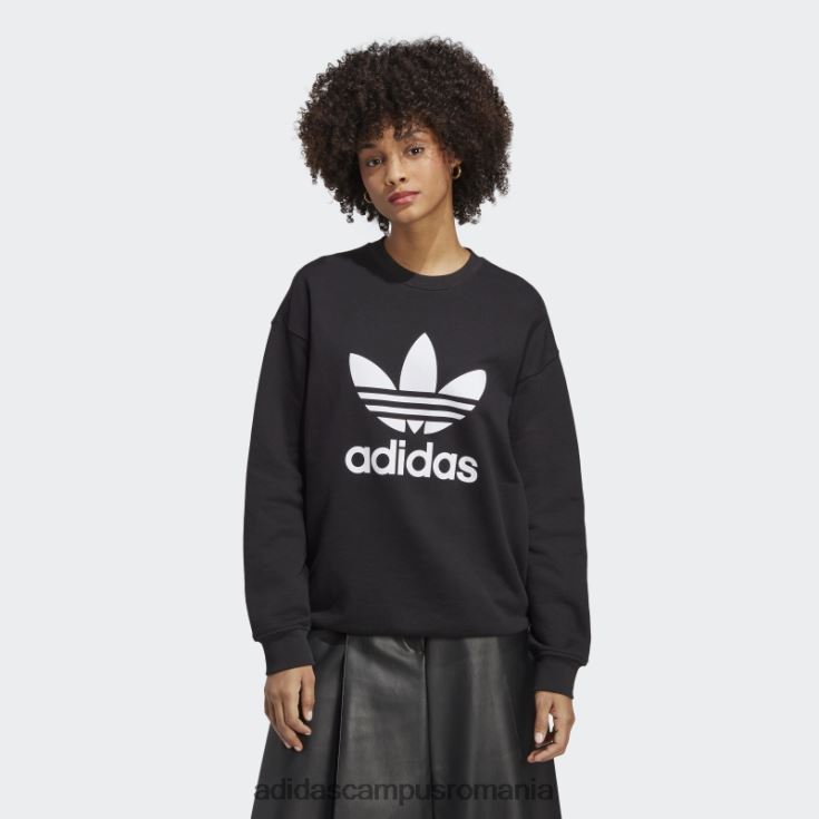 adidas campus romania hanorac trefoil crew negru adidas femei alb negru J266N29132