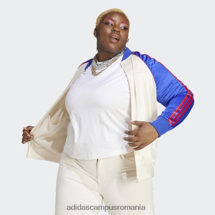 adidas campus romania jachetă de sport din satin alb (mărime plus) femei alb/albastru J266N29659