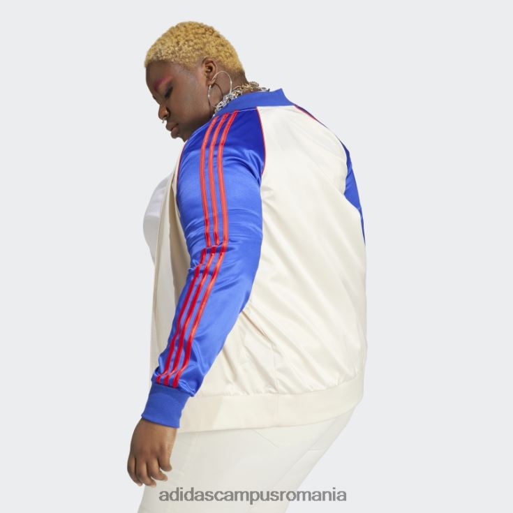 adidas campus romania jachetă de sport din satin alb (mărime plus) femei alb/albastru J266N29659