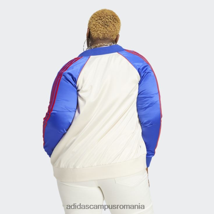 adidas campus romania jachetă de sport din satin alb (mărime plus) femei alb/albastru J266N29659