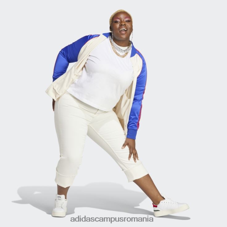 adidas campus romania jachetă de sport din satin alb (mărime plus) femei alb/albastru J266N29659