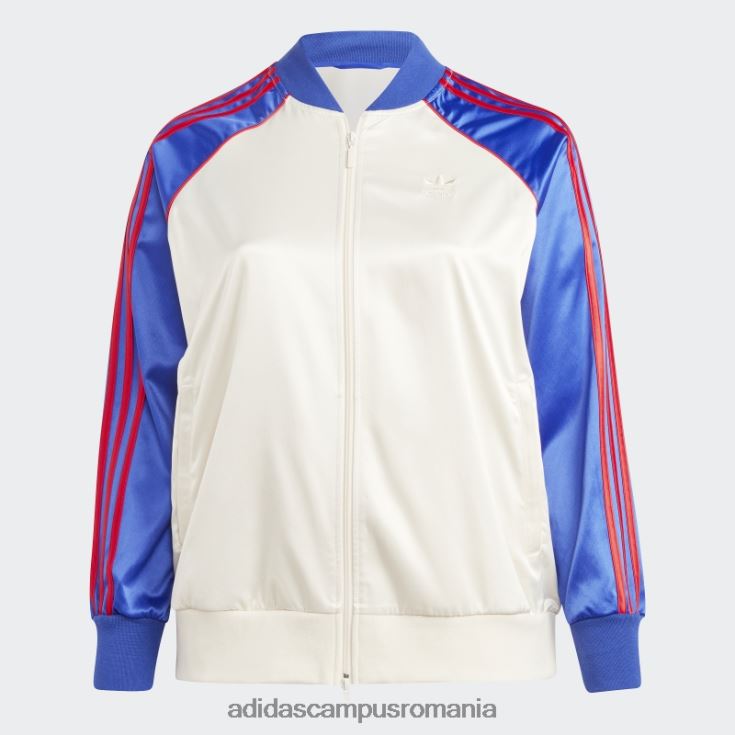 adidas campus romania jachetă de sport din satin alb (mărime plus) femei alb/albastru J266N29659