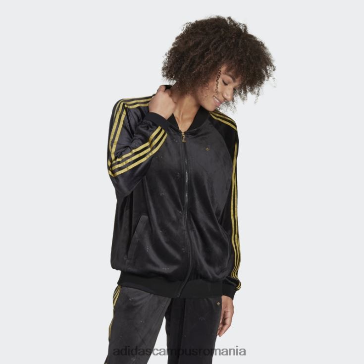 adidas campus romania jachetă de tren din catifea cu monogramă originale în relief negru fierbinte femei negru J266N210624