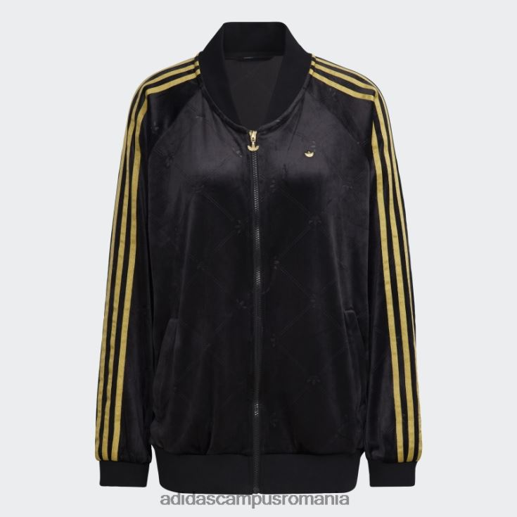 adidas campus romania jachetă de tren din catifea cu monogramă originale în relief negru fierbinte femei negru J266N210624