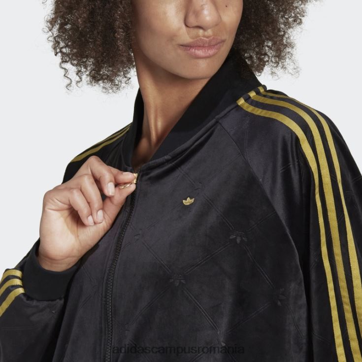 adidas campus romania jachetă de tren din catifea cu monogramă originale în relief negru fierbinte femei negru J266N210624
