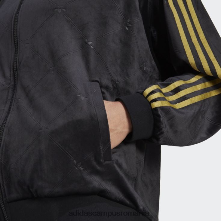 adidas campus romania jachetă de tren din catifea cu monogramă originale în relief negru fierbinte femei negru J266N210624