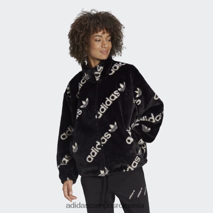 adidas campus romania jachetă neagră de blană artificială femei negru J266N210499
