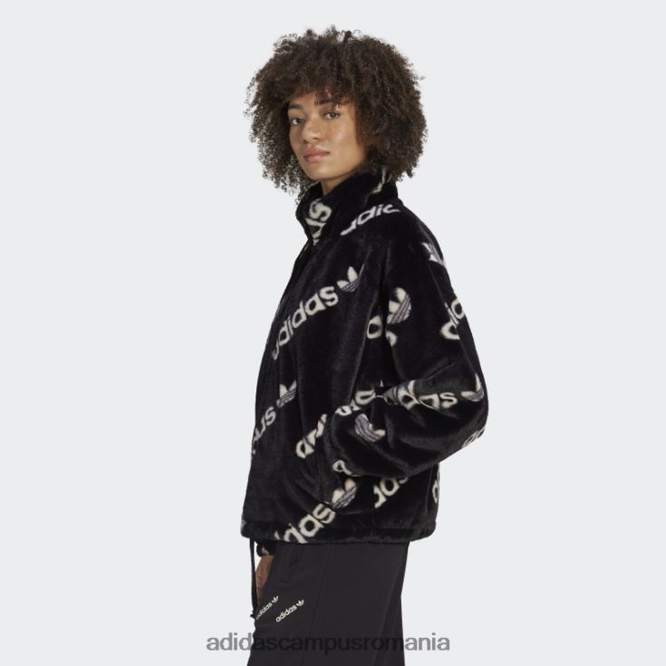 adidas campus romania jachetă neagră de blană artificială femei negru J266N210499