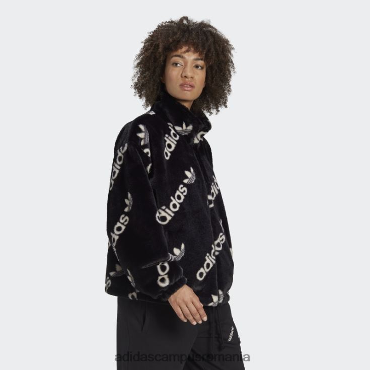 adidas campus romania jachetă neagră de blană artificială femei negru J266N210499