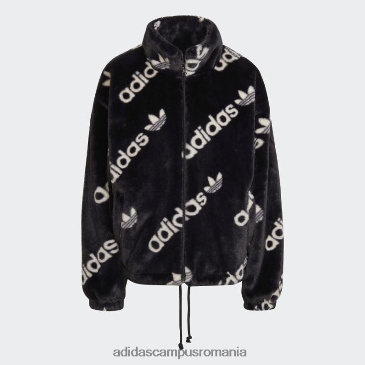 adidas campus romania jachetă neagră de blană artificială femei negru J266N210499