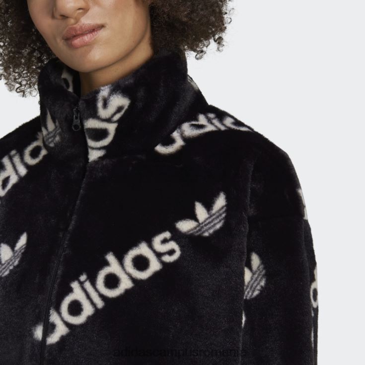 adidas campus romania jachetă neagră de blană artificială femei negru J266N210499