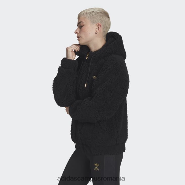 adidas campus romania jachetă neagră sherpa femei negru J266N210618