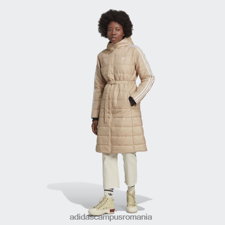 adidas campus romania jachetă premium lungă subțire cu glugă bej femei bej J266N217566