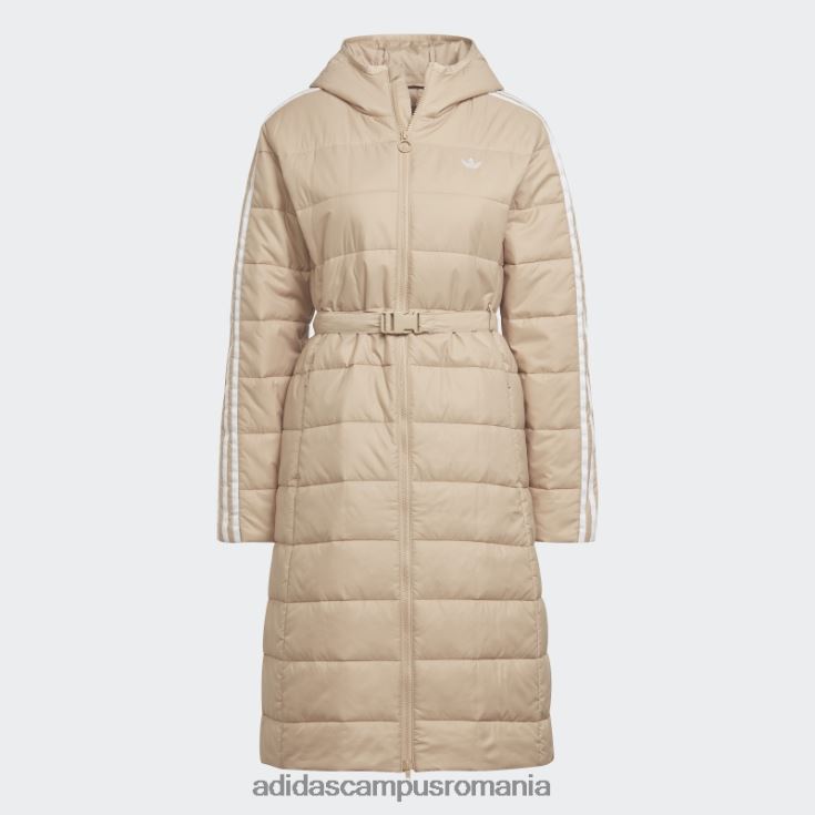 adidas campus romania jachetă premium lungă subțire cu glugă bej femei bej J266N217566