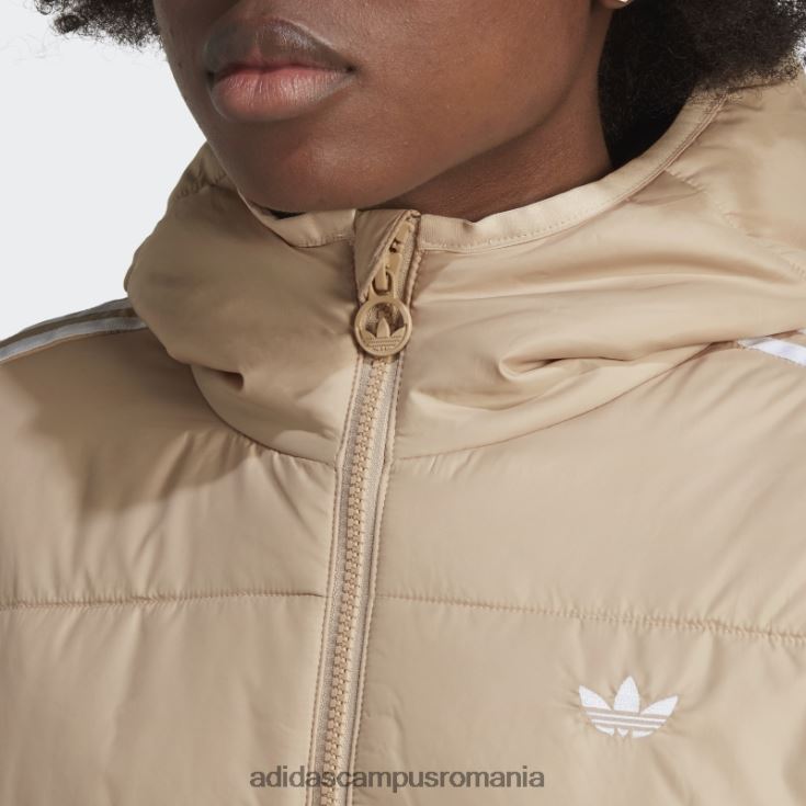 adidas campus romania jachetă premium lungă subțire cu glugă bej femei bej J266N217566