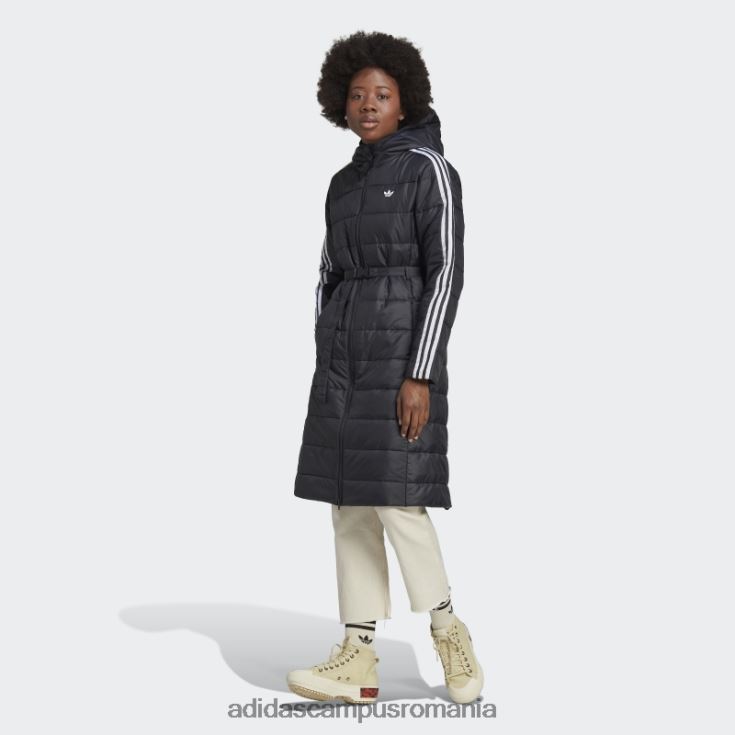 adidas campus romania jachetă premium lungă subțire cu glugă neagră adidas femei negru J266N217532