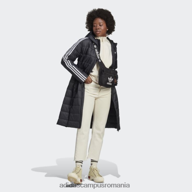 adidas campus romania jachetă premium lungă subțire cu glugă neagră adidas femei negru J266N217532