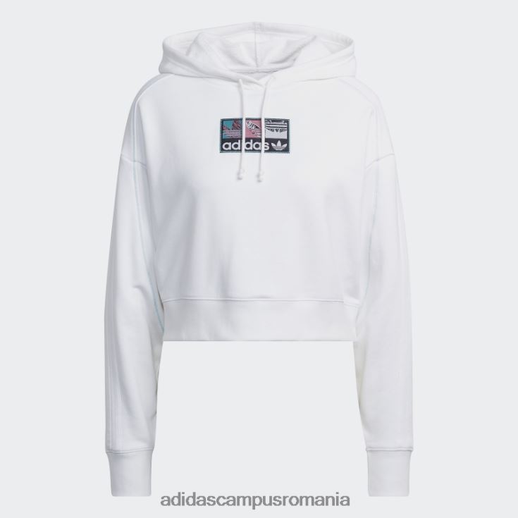 adidas campus romania modă cu hanoracul crop alb femei alb J266N23047