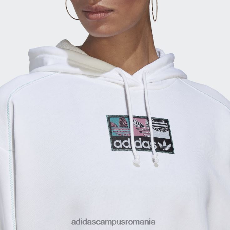 adidas campus romania modă cu hanoracul crop alb femei alb J266N23047