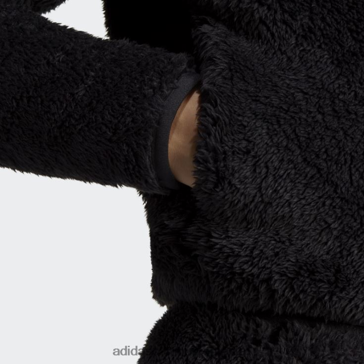 adidas campus romania negru essentials+ pufos teddy top subțire cu fermoar femei negru J266N216487