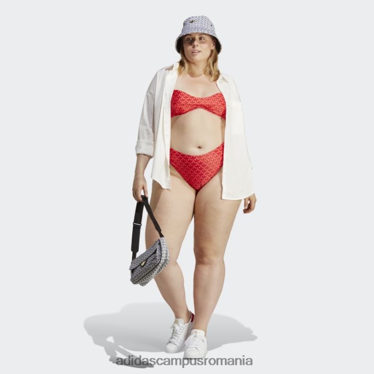 adidas campus romania pantaloni de bikini stacojii originali cu monogram (marime plus) femei stacojiu/roșu/alb J266N217044