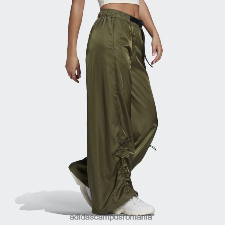 adidas campus romania pantaloni largi din satin olive femei măsline J266N210609