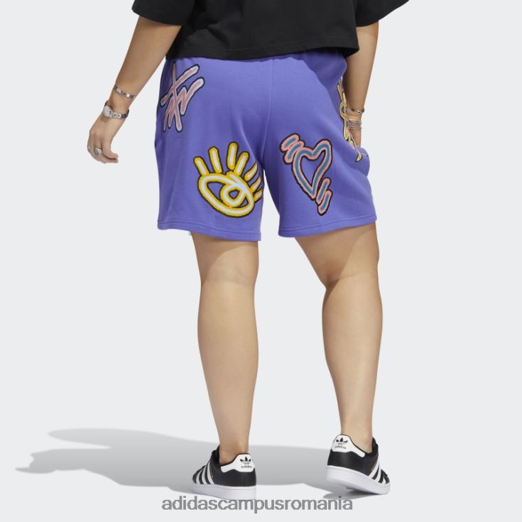 adidas campus romania purple love unește pantaloni scurți largi (plus mărime) adidas femei violet/multicolor J266N210701