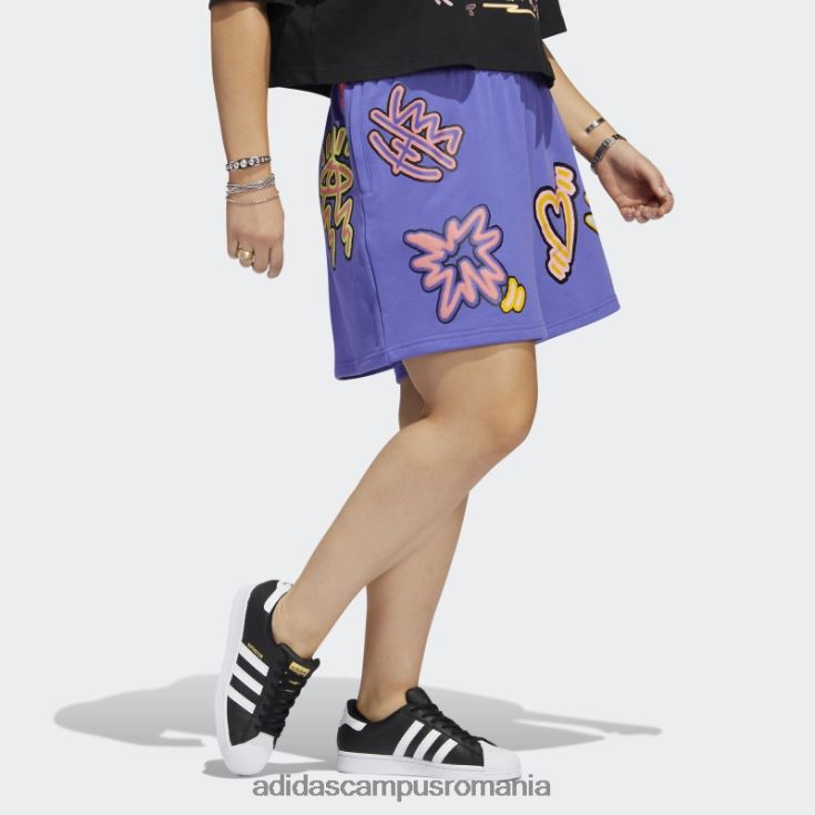 adidas campus romania purple love unește pantaloni scurți largi (plus mărime) adidas femei violet/multicolor J266N210701