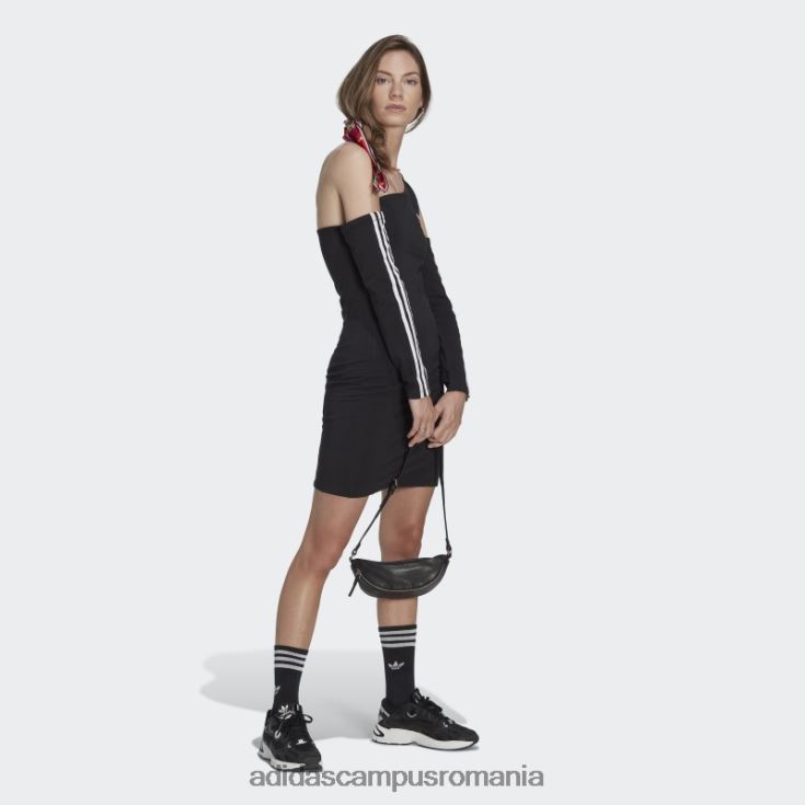 adidas campus romania rochie neagră cu mânecă lungă, cu decupaj central, adidas femei negru J266N216851