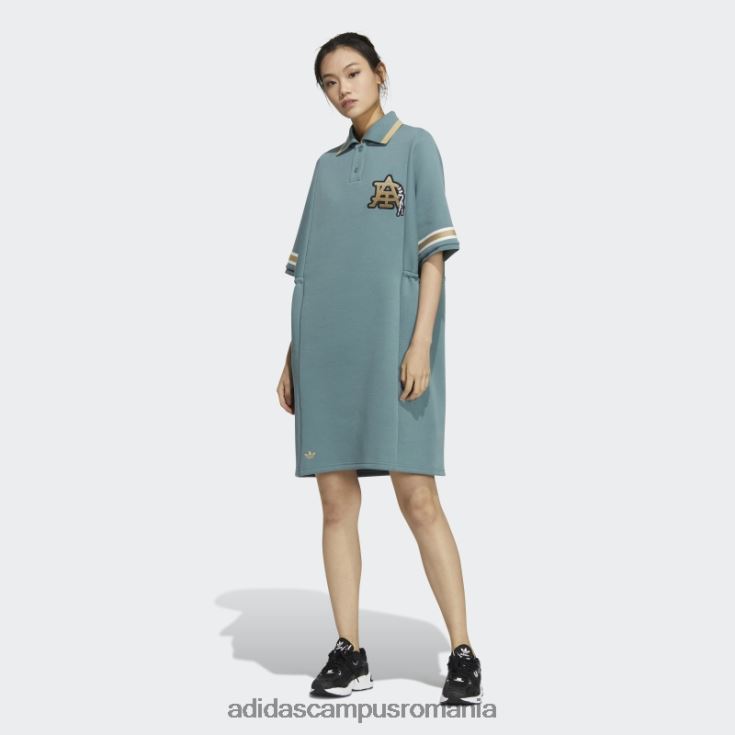 adidas campus romania rochie polo universitară modernă smarald neclar femei smarald neclar J266N23025