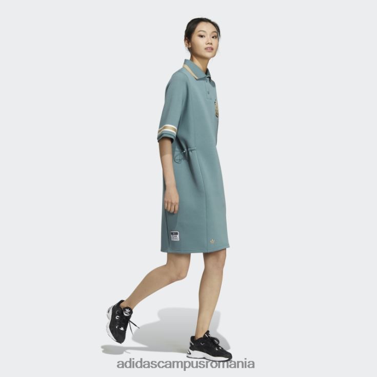 adidas campus romania rochie polo universitară modernă smarald neclar femei smarald neclar J266N23025