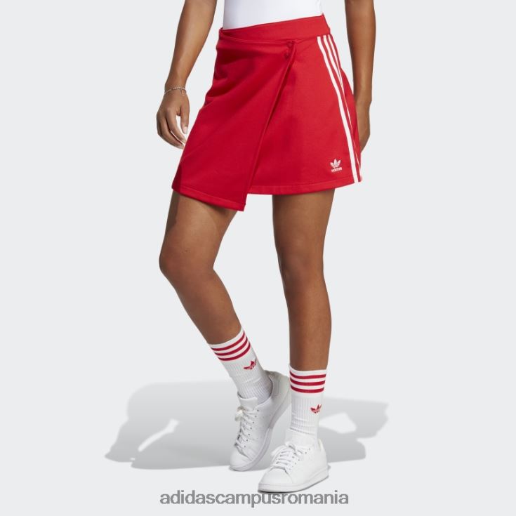 adidas campus romania scarlet adicolor classics fustă scurtă înfășurată cu 3 dungi femei stacojiu J266N29047