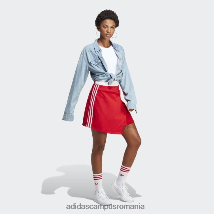 adidas campus romania scarlet adicolor classics fustă scurtă înfășurată cu 3 dungi femei stacojiu J266N29047