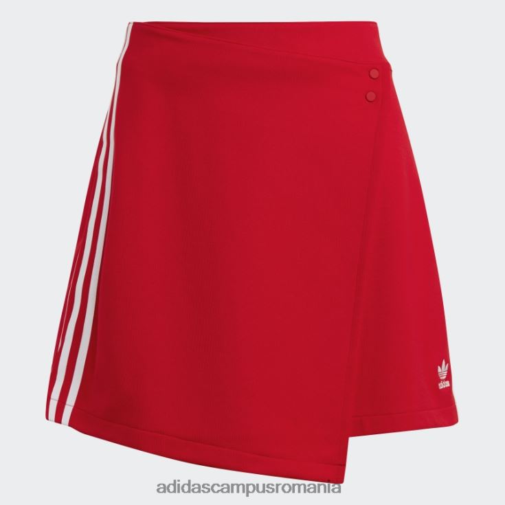 adidas campus romania scarlet adicolor classics fustă scurtă înfășurată cu 3 dungi femei stacojiu J266N29047